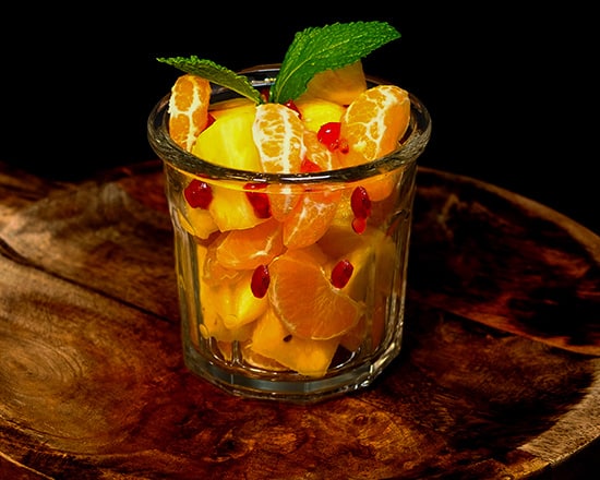 pineapple mandarin pomegranate lime and mint fruit salad